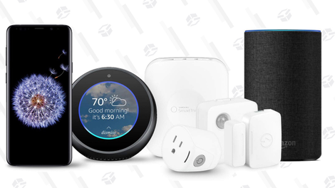 Samsung Galaxy S9 + Echo Spot + Echo + SmartThings Home Monitoring Hub | $720 | AmazonSamsung Galaxy S9+ + Echo Spot + Echo + SmartThings Home Monitoring Hub | $840 | Amazon